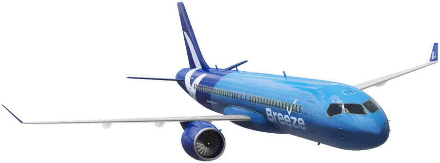 Breeze Airways A220 in flight